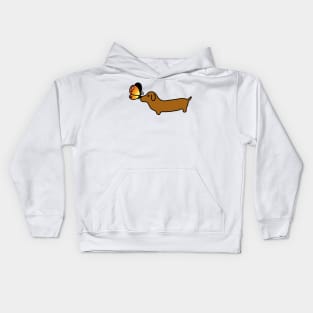 Wiener Dog With A Butterfly Kids Hoodie